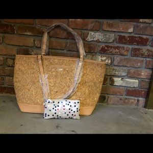 Thirty-One Tan Metallic Cork Tote